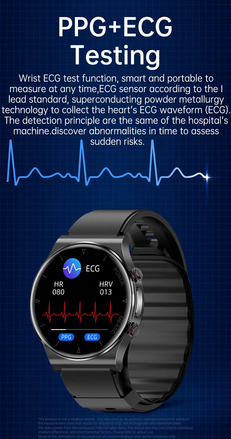 P70 Smart Watch Air Pressure Pump Blood Pressure Medical Grade ECG+PPG Heart Rate Blood Pressure Measurement Elder Health Watch