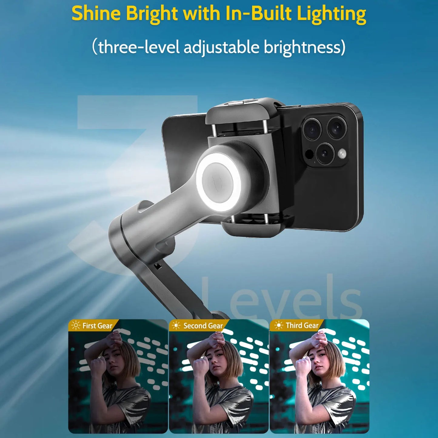 AOCHUAN Smart XPro Smartphone 3 Axis Gimbal Stabilizer For iPhone and Android Smartphone Shooting Video with Fill light Effects