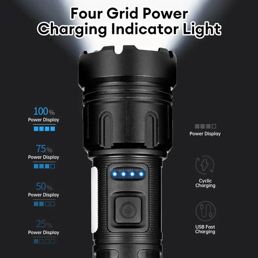 1000000LM Most Powerful Led Flashlight Rechargeable LED Flashlights High Power Zoom Torch Long Range 3000m Tactical Lantren