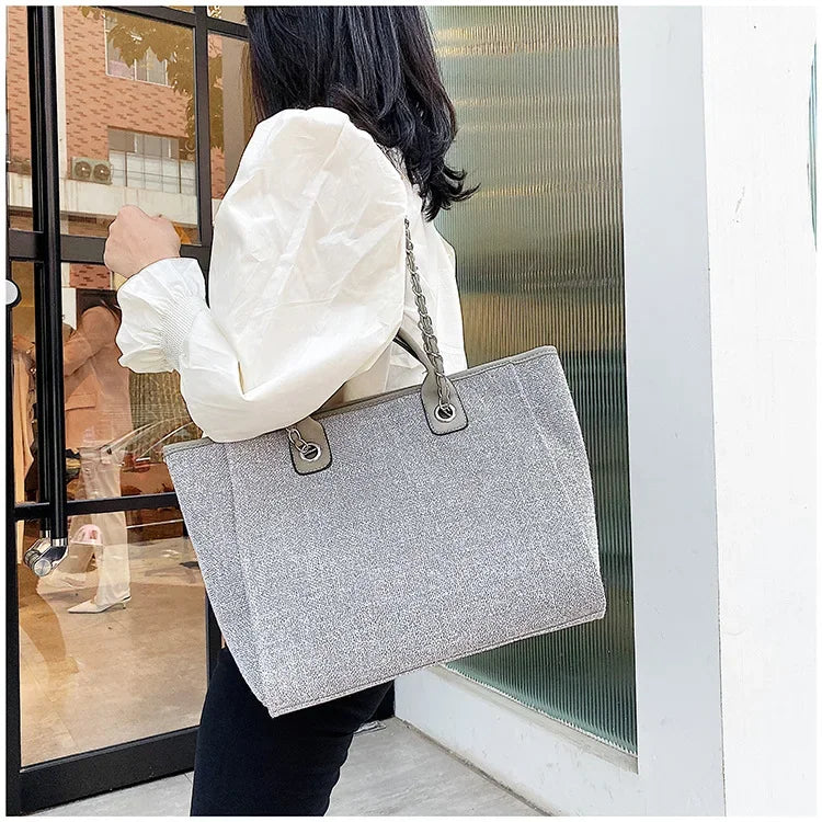 Fashion Make Up Designer Big Women's New Korean Fashion Casual Large Capacity Shoulder Crossbody Chain Tote Bag