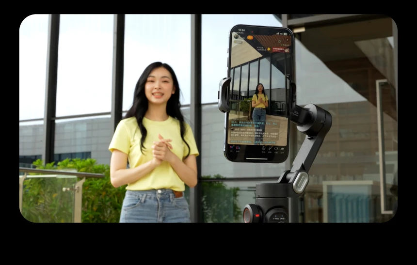 AOCHUAN 3-Axis Handheld Gimbal Stabilizer for Smartphone with Fill Light for iPhone Android Face Tracking Vlog