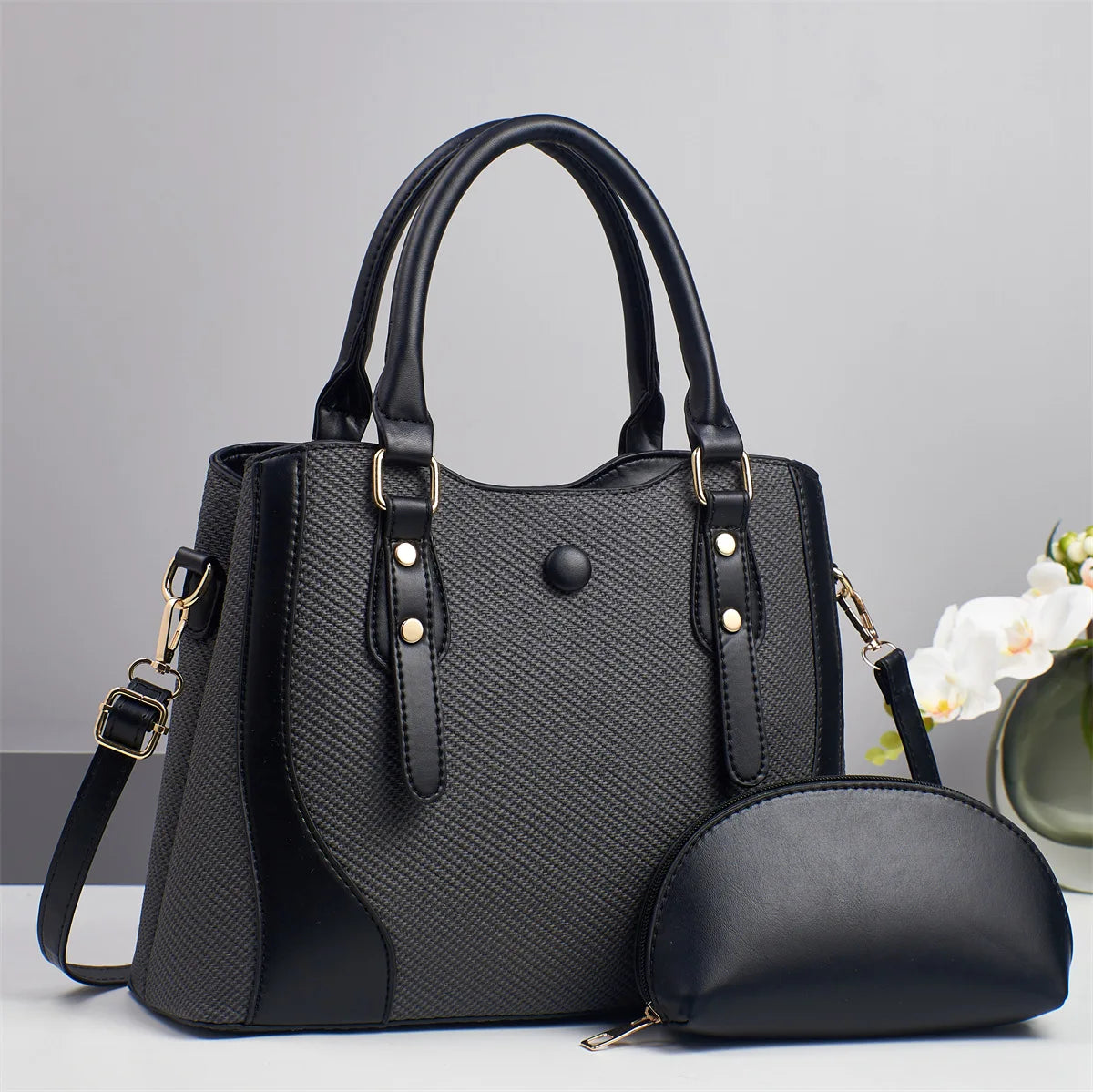 2pcs/set Vintage Women Handbag Composite Bags Multifunctional High Quality PU Leather Tote Ladies Shoulder Crossbody Bag
