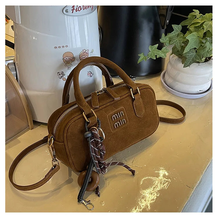 2025 New Fashionable dull Polish bag portable women's full retro crossbody bag shoulder bag popular