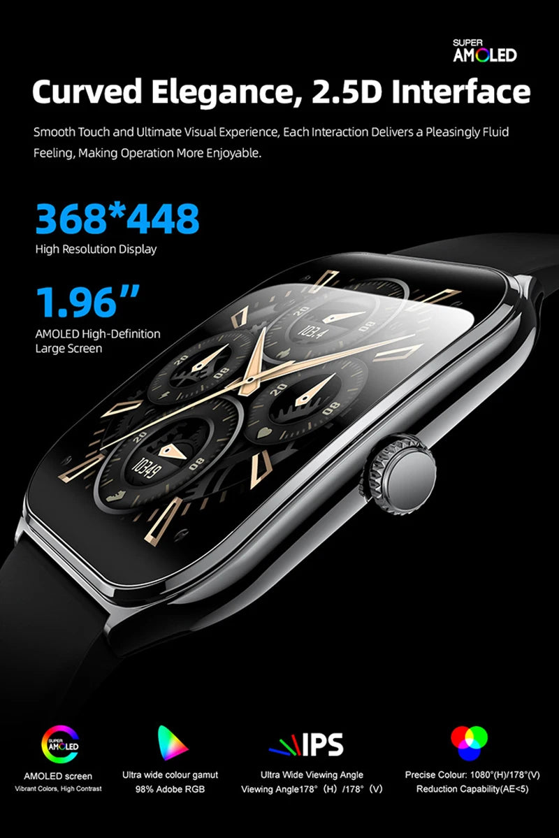 Xiaomi New Ultra Thin Smart Watch Men 1.96" AMOLED 360*360 HD Pixel Display always Show Time Call Reminder Smartwatch Ladies