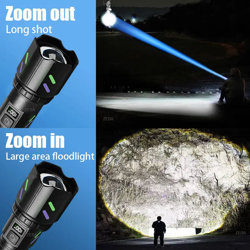 2025 Ultra Powerful Windproof Fire Starting Flashlight Rechargeable High Power Torch Focused Light Source Can Light A Flame Lantern