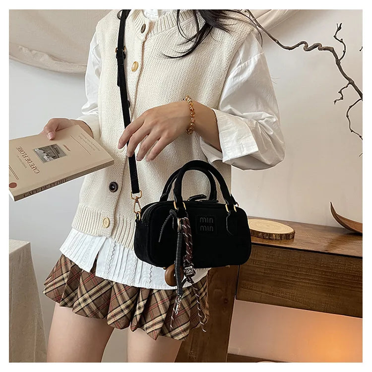 2025 New Fashionable dull Polish bag portable women's full retro crossbody bag shoulder bag popular