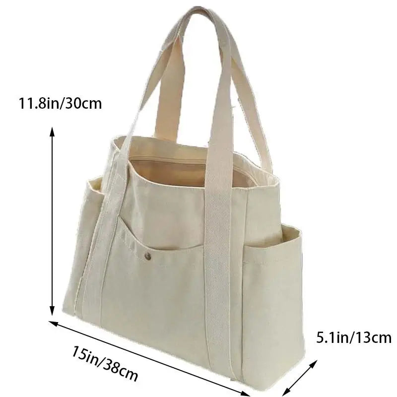 Large Capacity Tote Canvas Bag for Work Outgoing High Appearance Commuting Versatile Art Student Clothing Book Shoulder Bag.