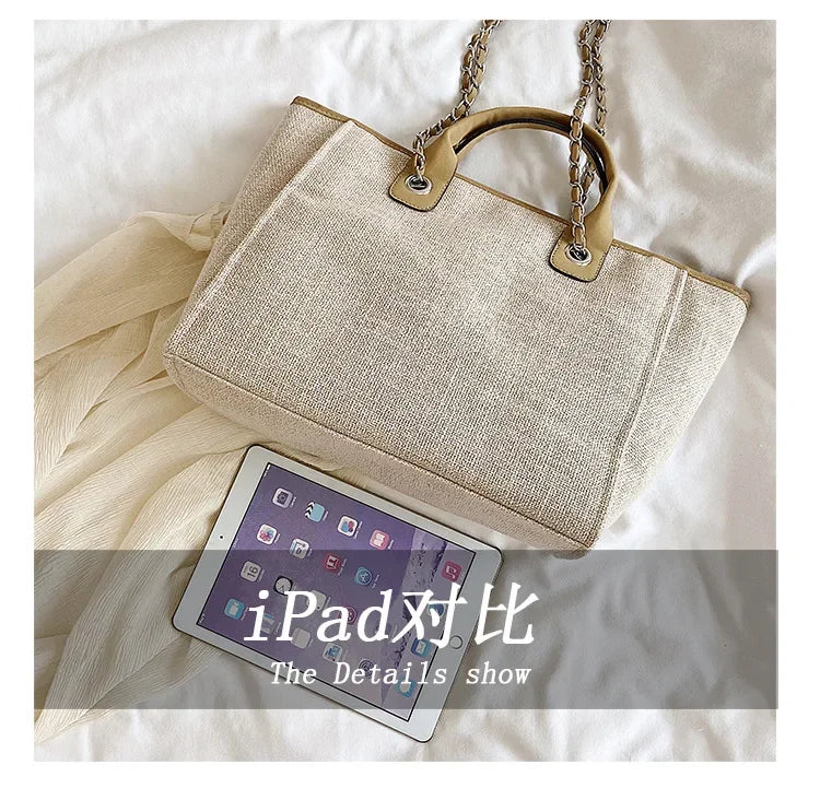 Fashion Make Up Designer Big Women's New Korean Fashion Casual Large Capacity Shoulder Crossbody Chain Tote Bag