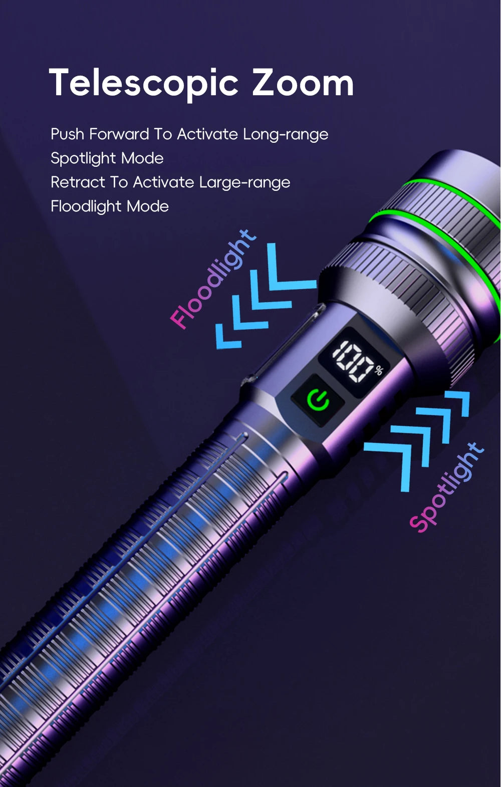 Super bright LED flashlight high power strong light long-range tactical flashlight, long outdoor hiking camping emergency light