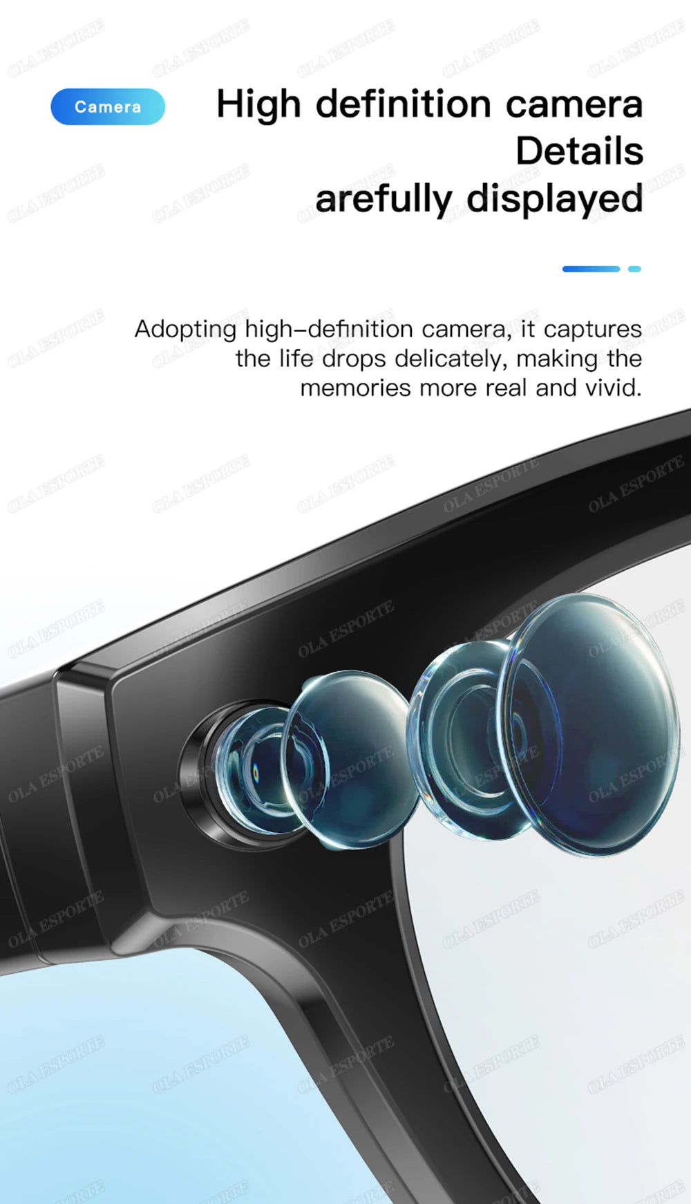 AI Smart Glasses Photo Sense Camera Bluetooth Music Call Intelligent Recording Ip65 Waterproof Bluetooth Sunglasses Men, Women