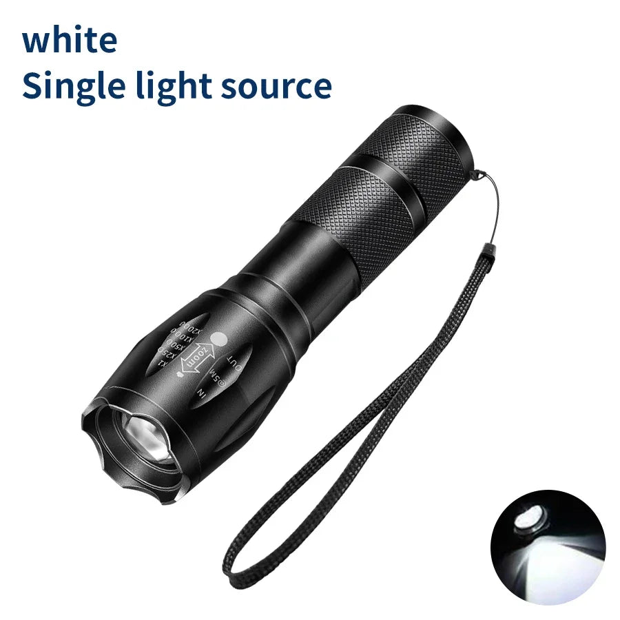 LED Aluminum Flashlight Outdoor Adventure Sports Emergency Flashlight Premium Black Color Changeable Light Compact and Portable