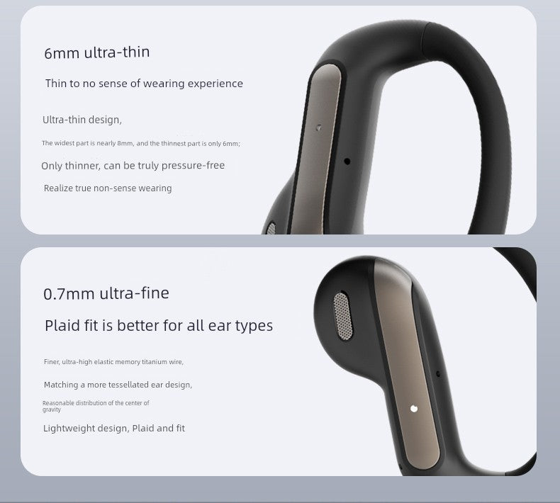 2025 New Arrival Half in-Ear Wireless Bluetooth Headset Ultra-Long Life Battery Non in-Ear Noise Reduction Sports Running for a Long Time without Pain