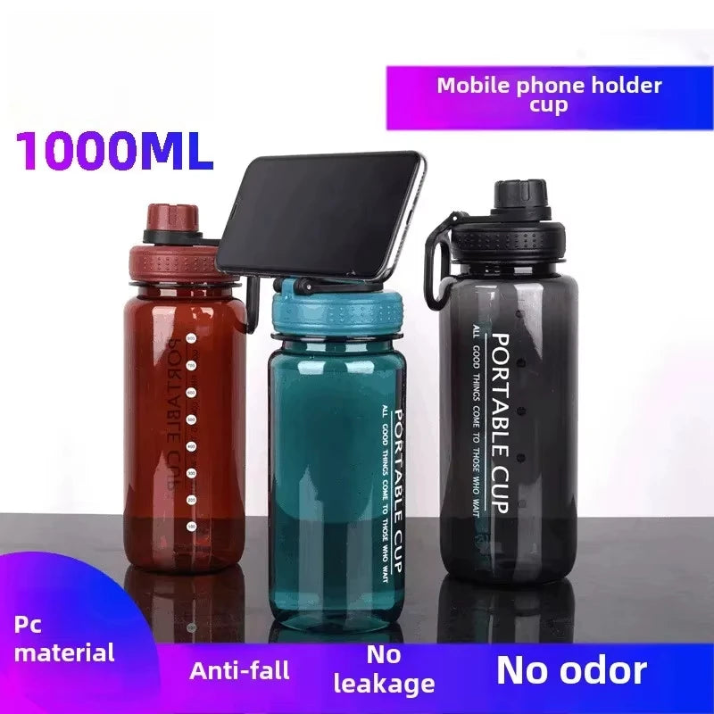 1000ml Sports Water Bottle Portable Leakproof Large Capacity Travel Kettle Lightweight Plastic Water Jugs Creative Space Cup