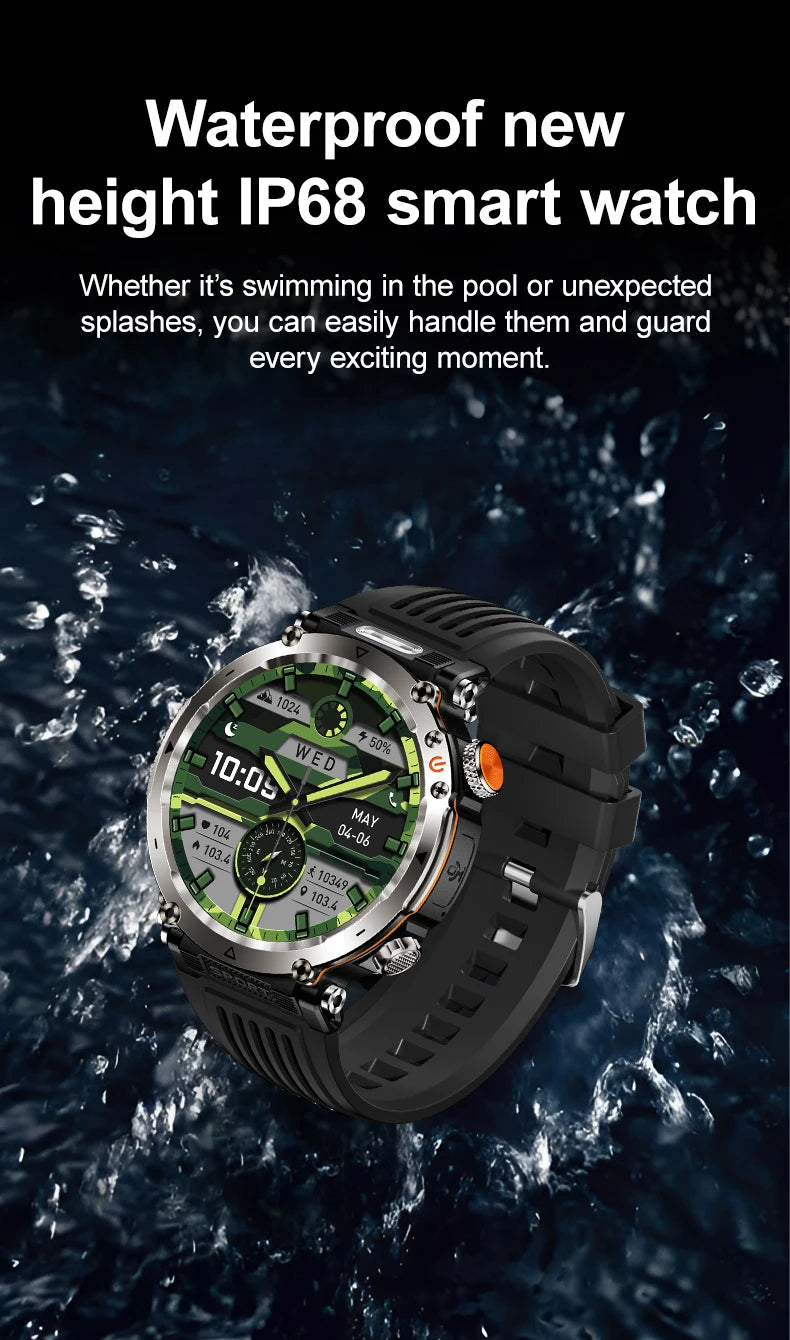 Smart Watch HT30 Bluetooth Call Men Outdoor Sports Fitness Compass Heart Rate Health Monitoring 600mAh Large Battery Smartwatch