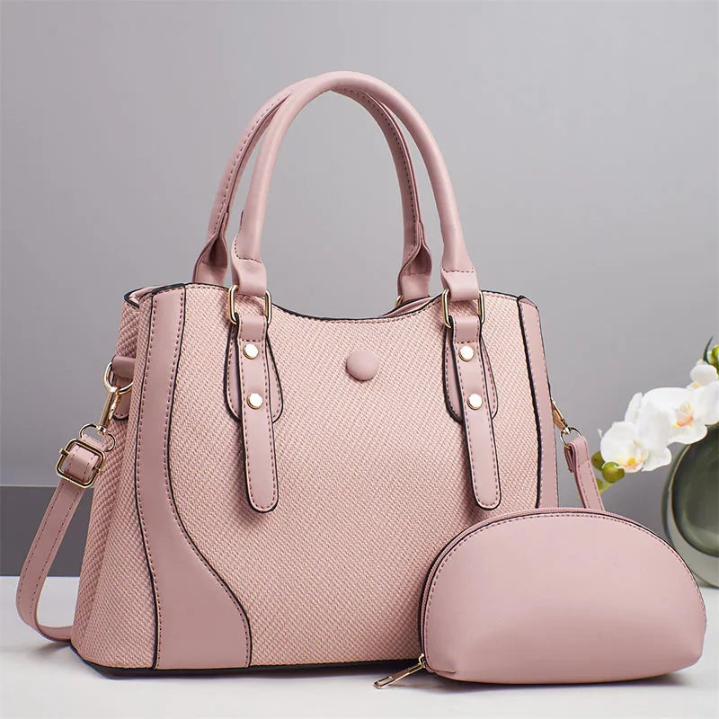 2pcs/set Vintage Women Handbag Composite Bags Multifunctional High Quality PU Leather Tote Ladies Shoulder Crossbody Bag