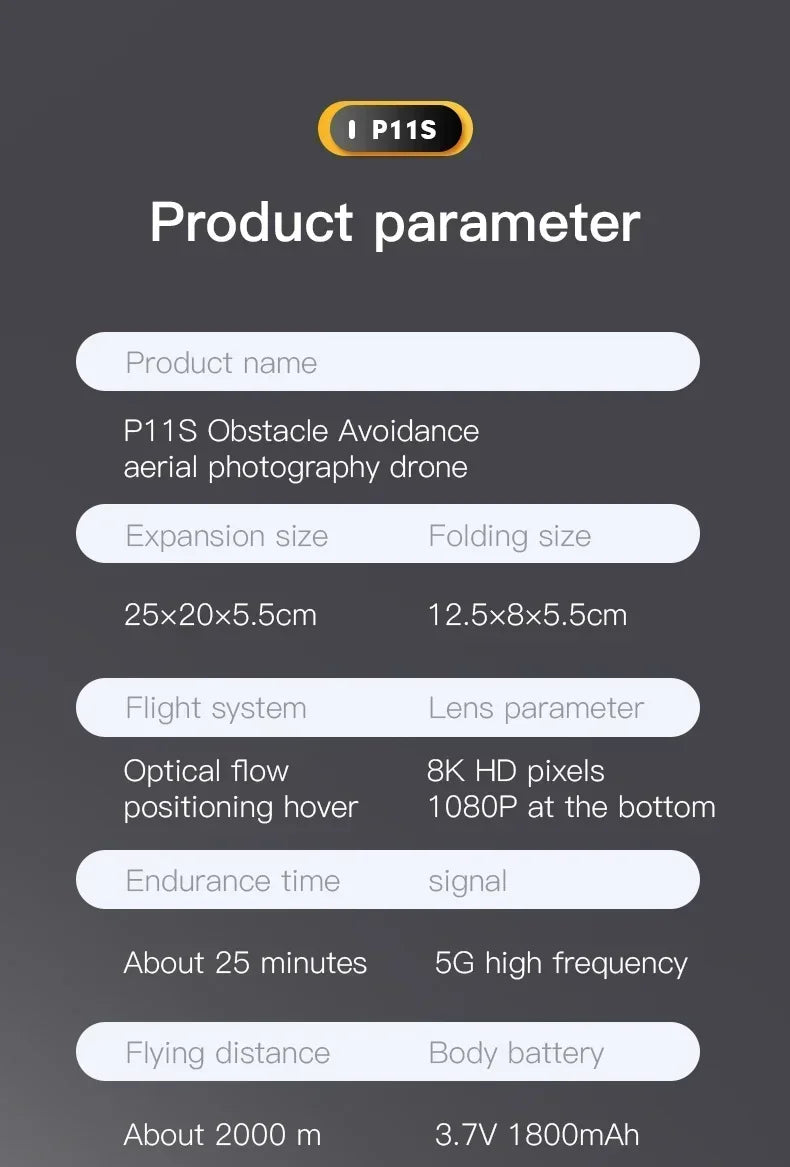 VIVO P11 Max Drone 8K 5G GPS Professional HD Aerial Photography Dual Camera Obstacle Avoidance Brushless Quadrotor 1000M