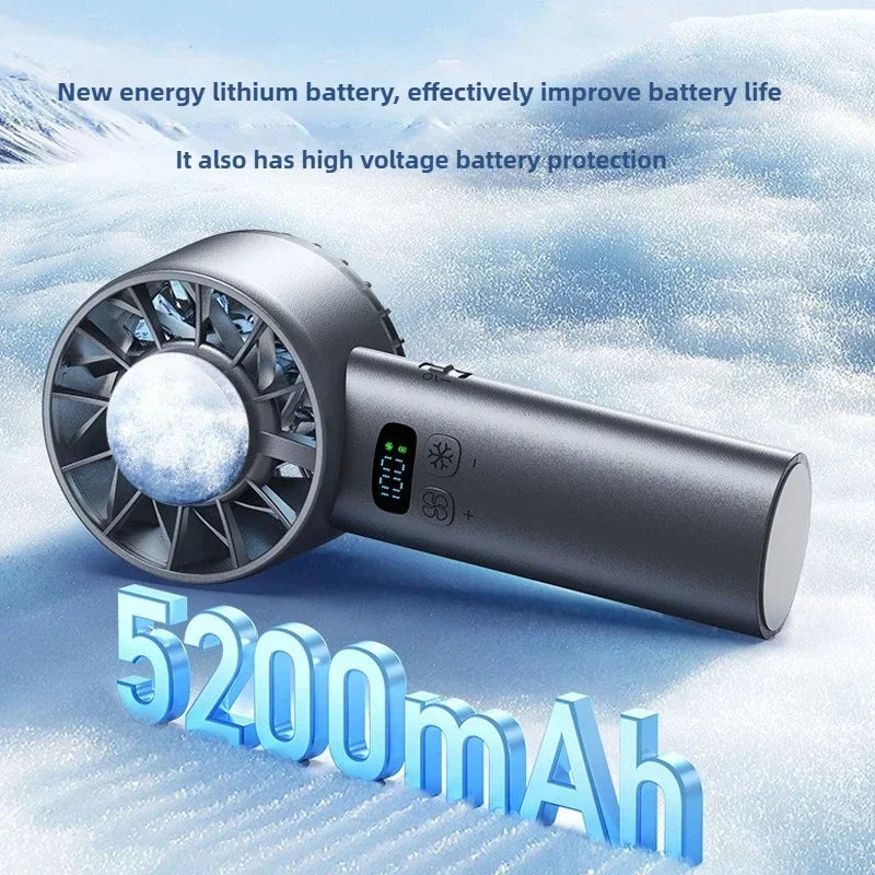 5200mAh Portable mini Fan 100 Wind Speeds Instant Cooling with Ice Mode Handheld fan USB Rechargeable electric fans Camping Fan