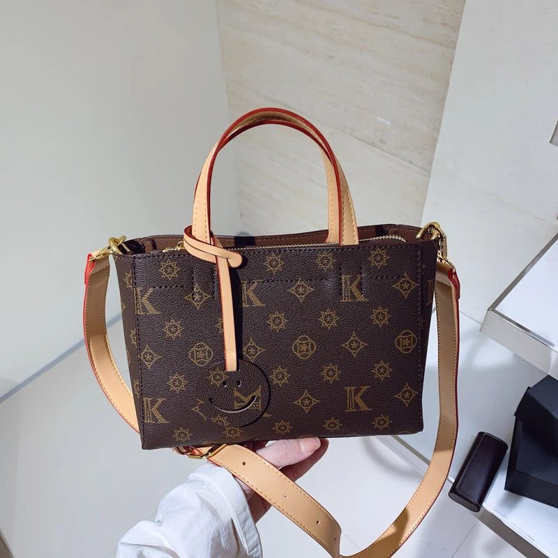 Classic Leather Tote Bag For Ladies, Shoulder Strap And Spacious, Elegant Popular Handbag By Luxury Brand For Women