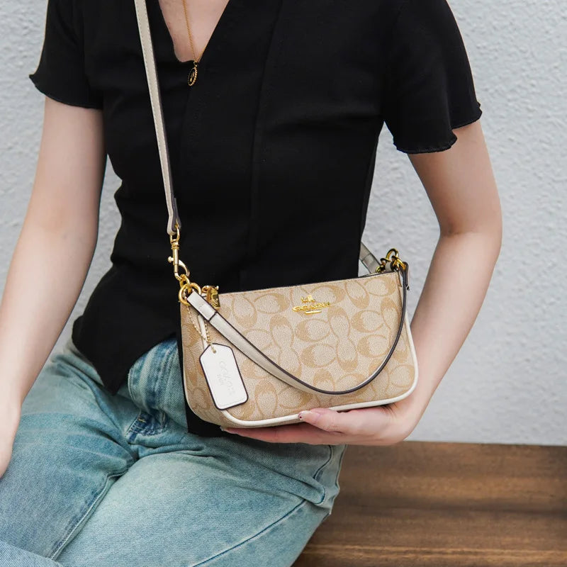 Ladies Classic Geometry Pattern Multifunctional Crossbody Bag 2025 Women's Handbag Fashionable Printed Shoulder Bag PU Leather