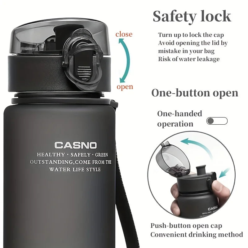 Durable water bottle with bounce cover, suitable for outdoor sports-very suitable for cycling, camping and running