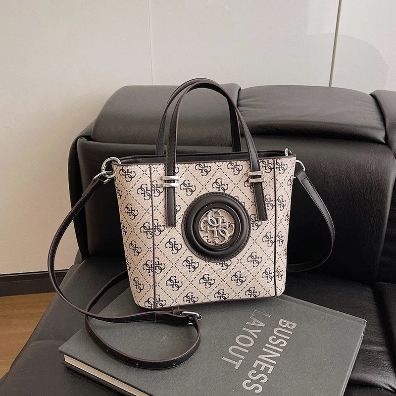 2025 Summer Women's Printed Letter Tote Bag, Large Capacity Shoulder & Crossbody Purse, Trendy Handheld Design for Everyday Use