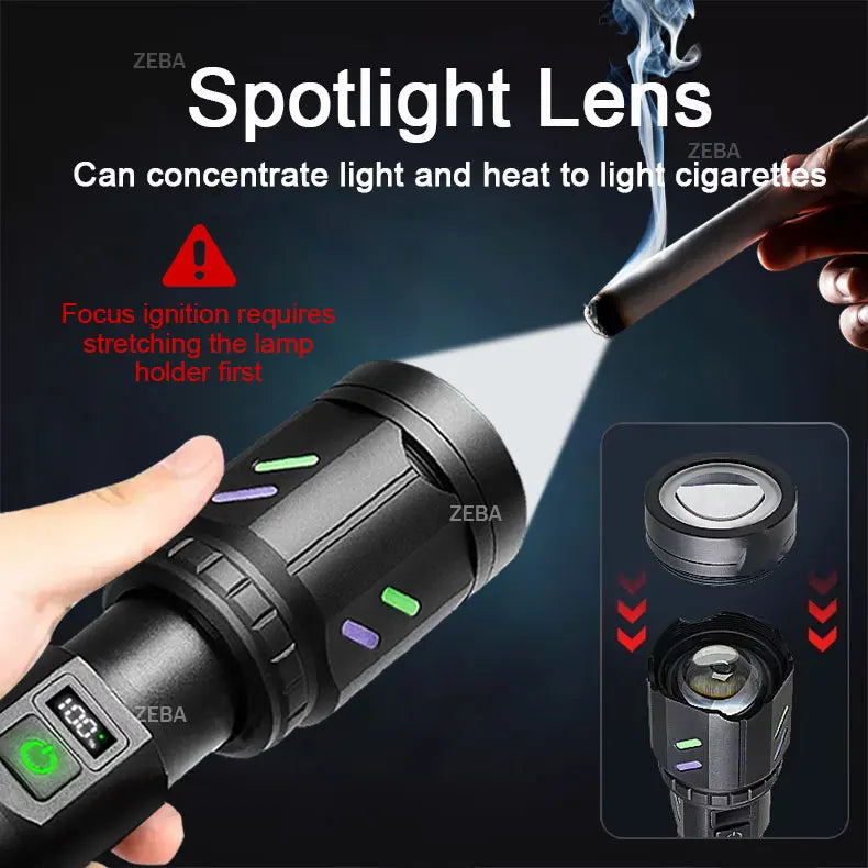 2025 Ultra Powerful Windproof Fire Starting Flashlight Rechargeable High Power Torch Focused Light Source Can Light A Flame Lantern
