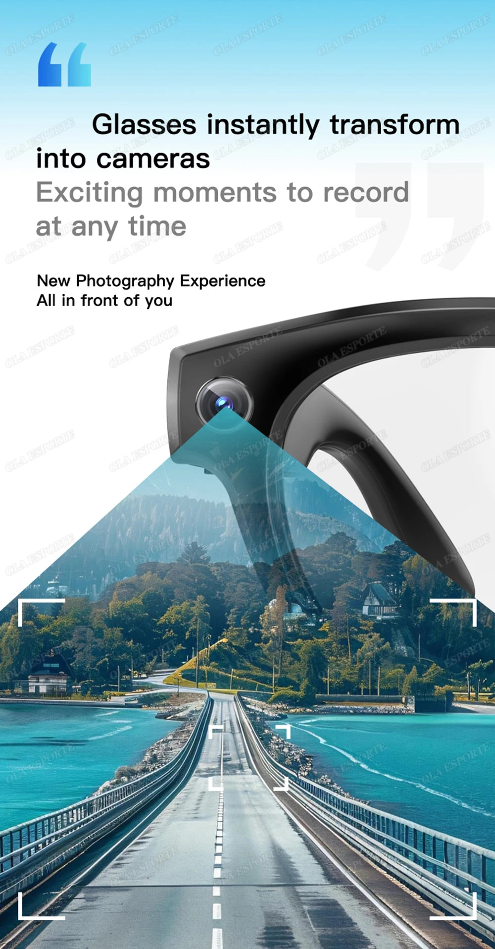 AI Smart Glasses Photo Sense Camera Bluetooth Music Call Intelligent Recording Ip65 Waterproof Bluetooth Sunglasses Men, Women