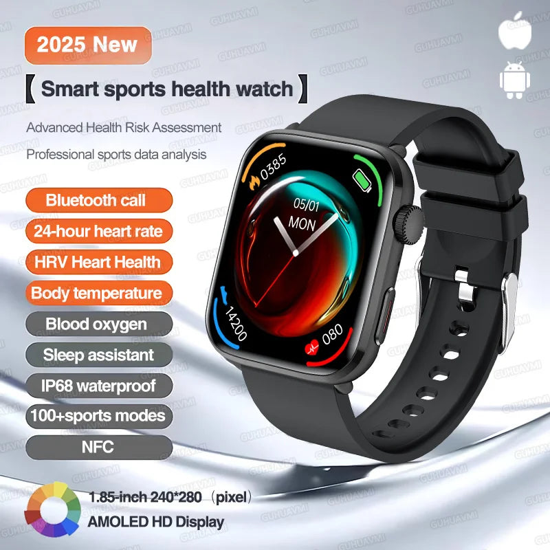 2025 New For Xiaomi Smart Watch HD Bluetooth Call AMOLED Screen NFC Waterproof GPS Sport Health Tracker Smart Watch