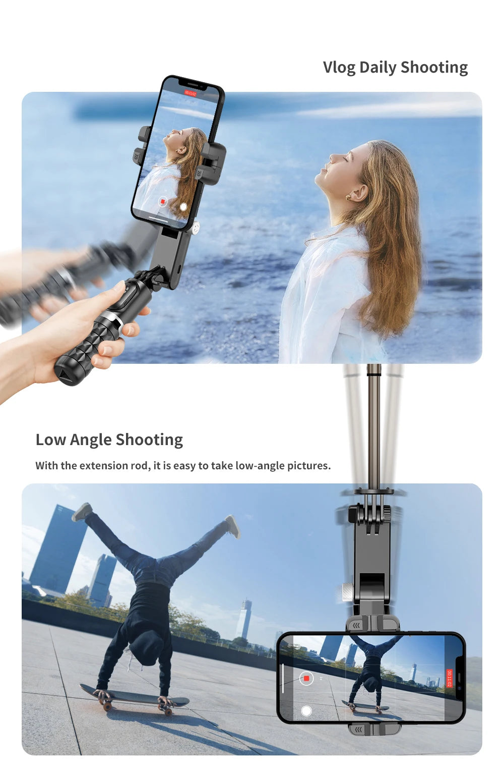 Q18 Desktop Following the shooting Mode Gimbal Stabilizer Selfie Stick Tripod with Fill Light for Smartphone