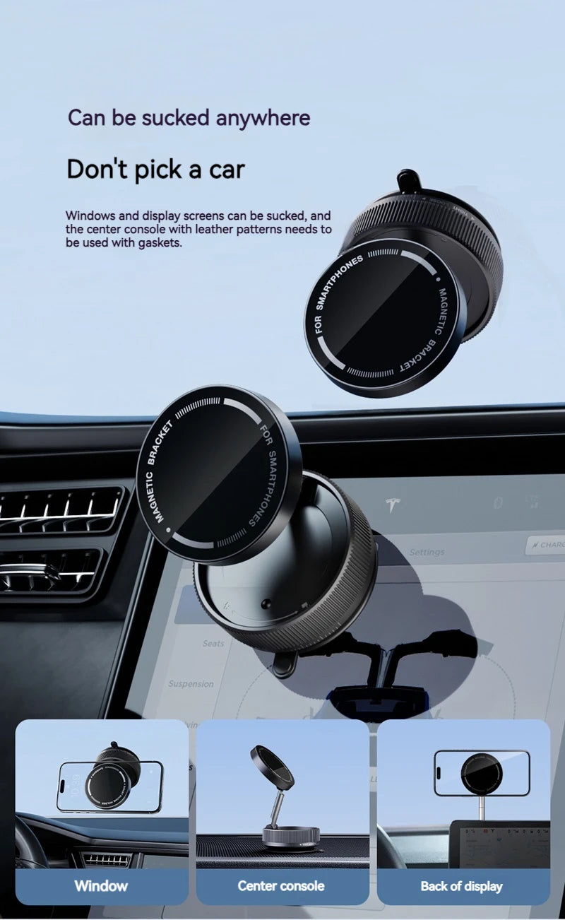 Vacuum Magnetic Car Phone Holder Foldable Suction Cup