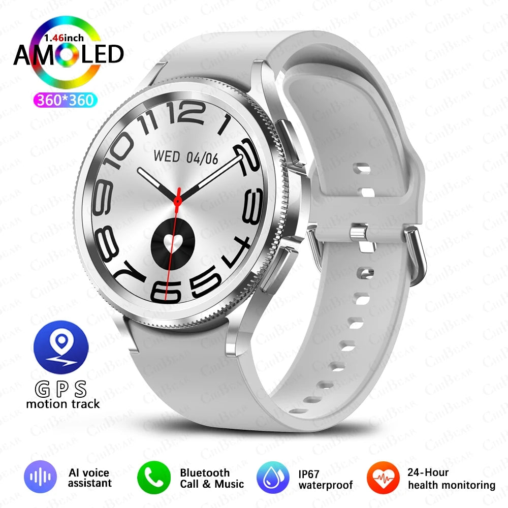 2025 New Watch 6 Classic Smartwatch Men GPS Sports Amoled Screen Heart Rate Waterproof Bluetooth Call Music Smart Watch Women