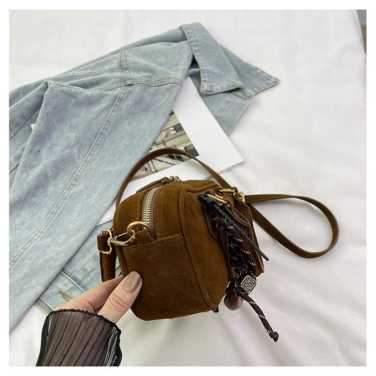 2025 New Fashionable dull Polish bag portable women's full retro crossbody bag shoulder bag popular