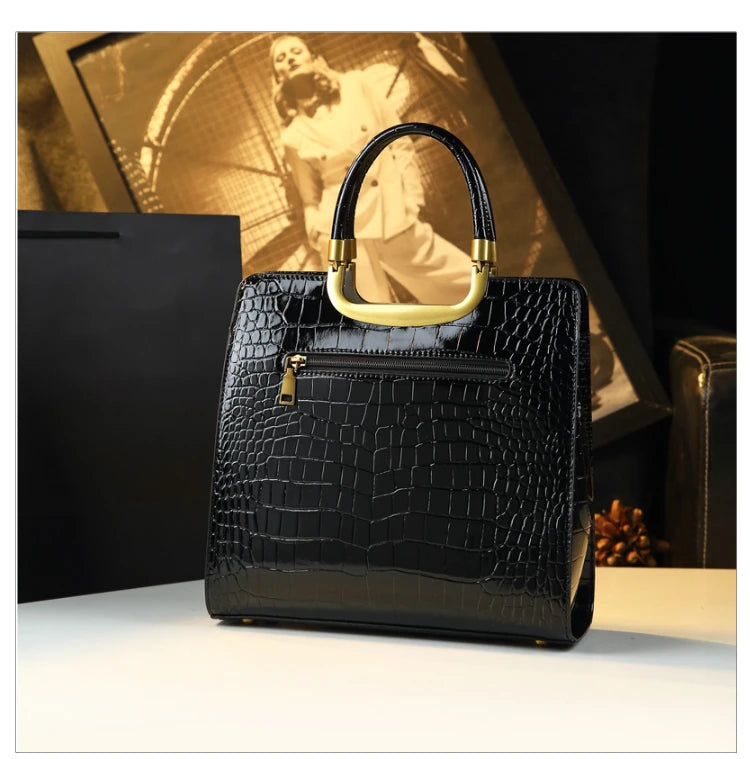 High-grade light luxury handbag New Autumn and Winter fashion Tote bag women's crocodile print single shoulder crossbodybag