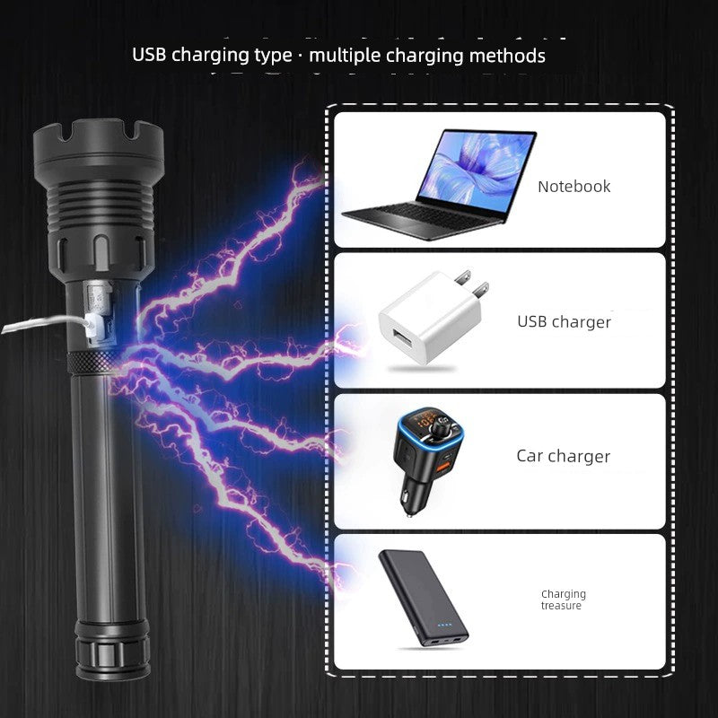 P90 Power Torch Rechargeable Outdoor Long-Range Xenon Lamp Zoom High-Power Spotlight Super Bright Probe Xenon Lamp