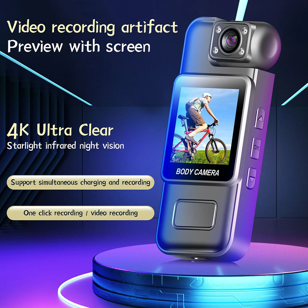 4K WiFi Ultra HD Mini Camera Portable Police Camera Infrared Night Vision Function Suitable for Police Use, Outdoor Cycling, etc