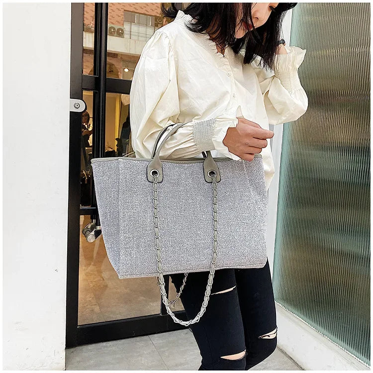 Fashion Make Up Designer Big Women's New Korean Fashion Casual Large Capacity Shoulder Crossbody Chain Tote Bag