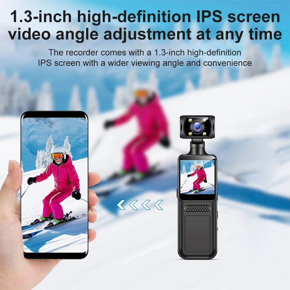 128GB 4K Ultra HD Action Mini Camera 180 Rotatable Vlog Wifi Sports Cam Waterproof Case Helmet Travel Bicycle Driver Recorder