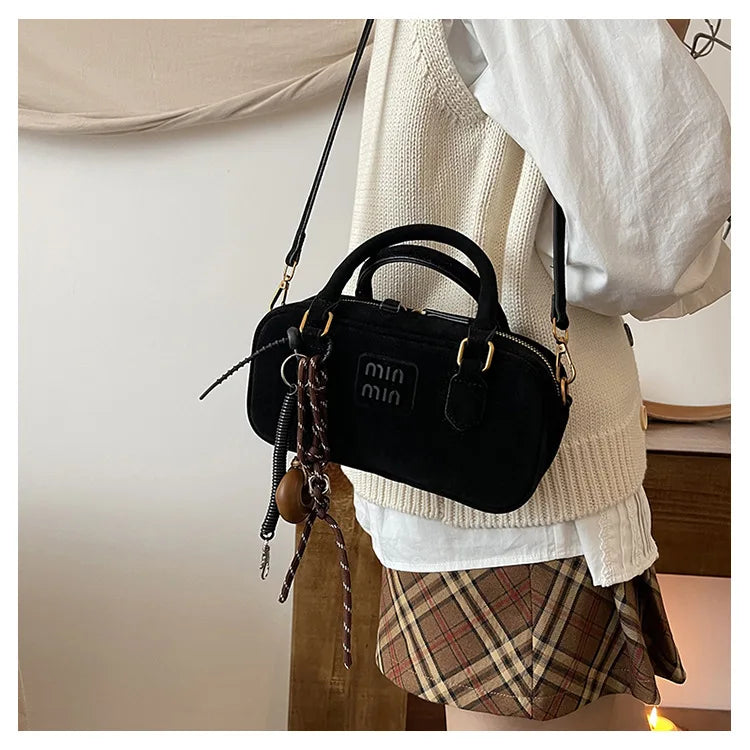 2025 New Fashionable dull Polish bag portable women's full retro crossbody bag shoulder bag popular