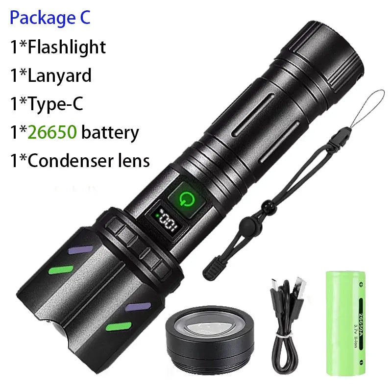 2025 Ultra Powerful Windproof Fire Starting Flashlight Rechargeable High Power Torch Focused Light Source Can Light A Flame Lantern