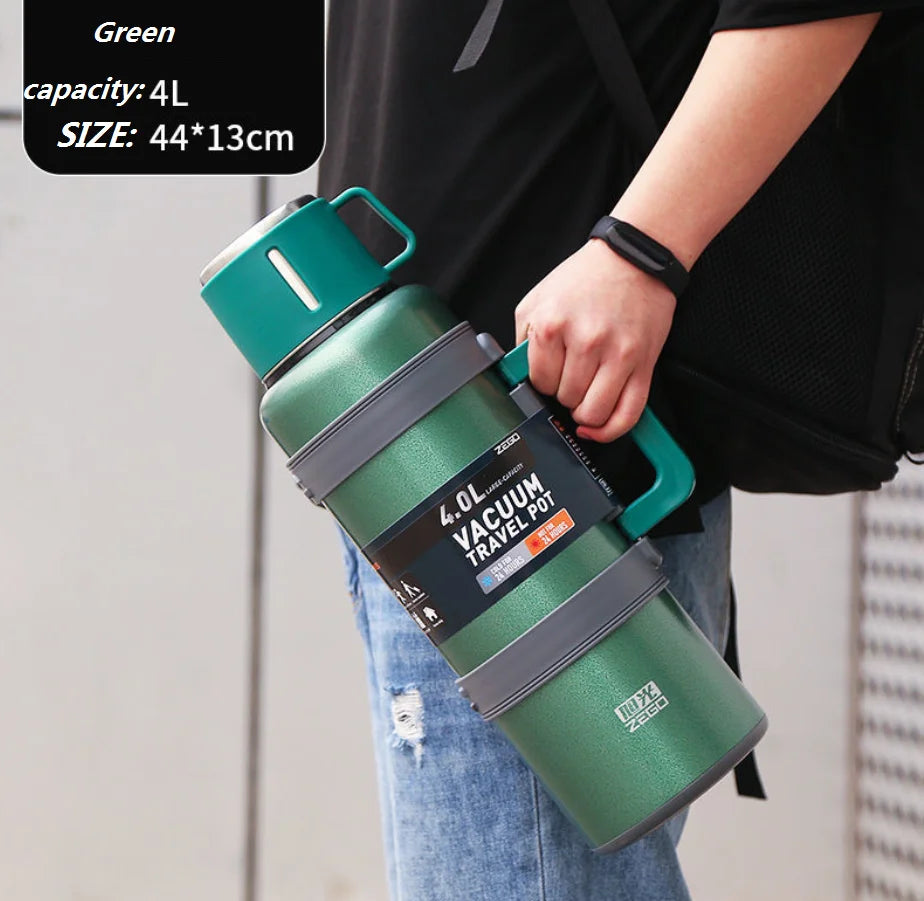 304 Stainless Steel Big Capacity Thermos Bottle 3L /4L Outdoor Travel Coffee Mugs Thermal Vaccum Water Bottle Thermal Mug