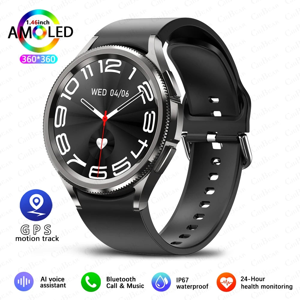 2025 New Watch 6 Classic Smartwatch Men GPS Sports Amoled Screen Heart Rate Waterproof Bluetooth Call Music Smart Watch Women