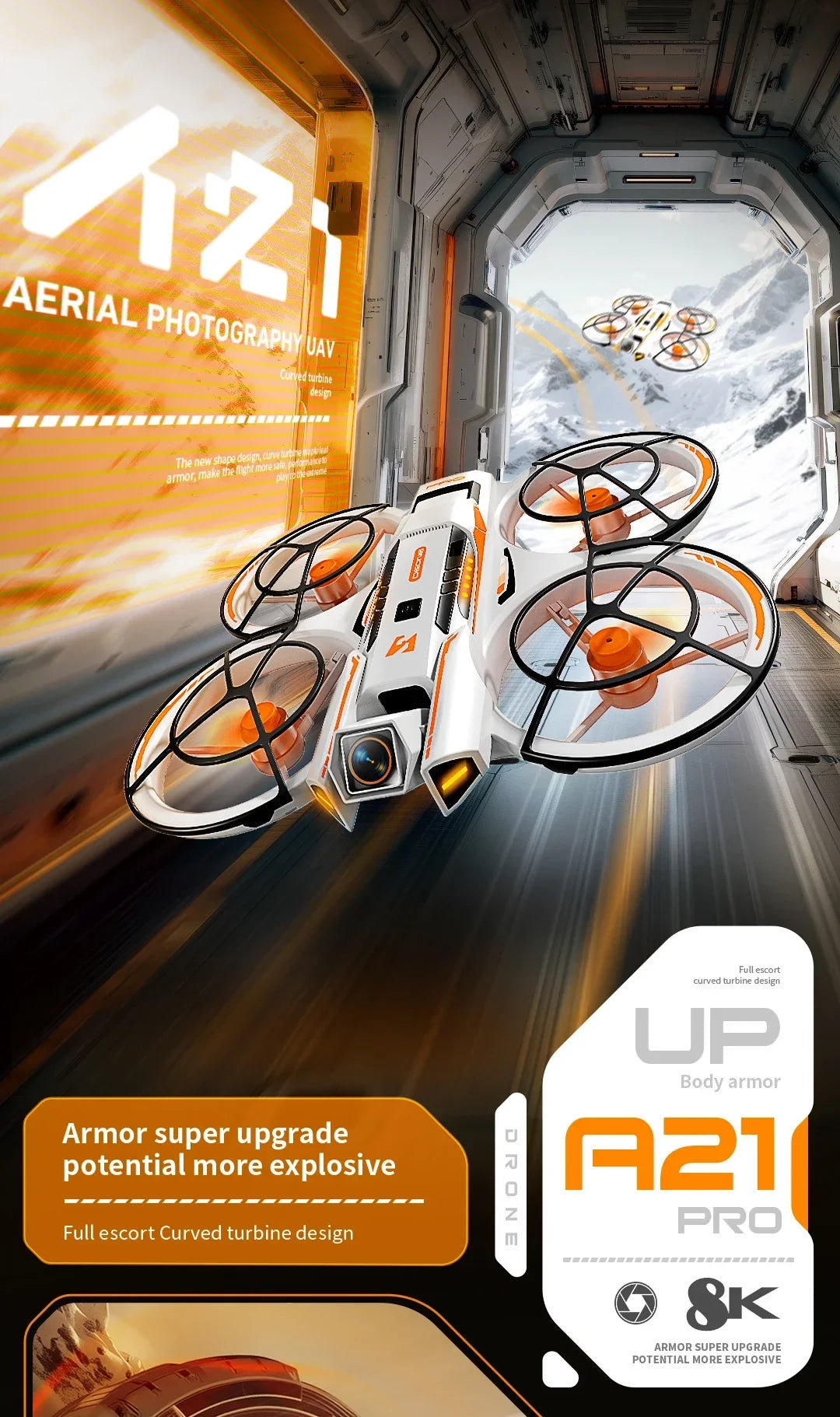Professional Drone FPV 8K HD Dual Camera A21 PRO Brushless Motor Obstacle Avoidance Optical Flow Hovering Stabilization UFO Quad