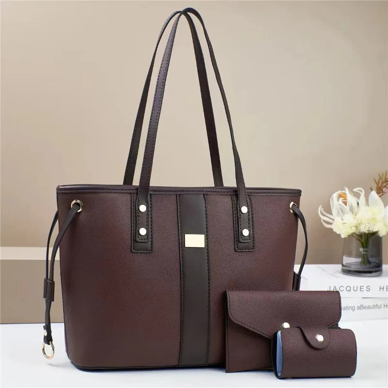 Trend 3Piece Set Women Handbag Purses Luxury Designer Female PU Leather Crossbody Shoulder Bag Large Capacity Casual Tote Bag