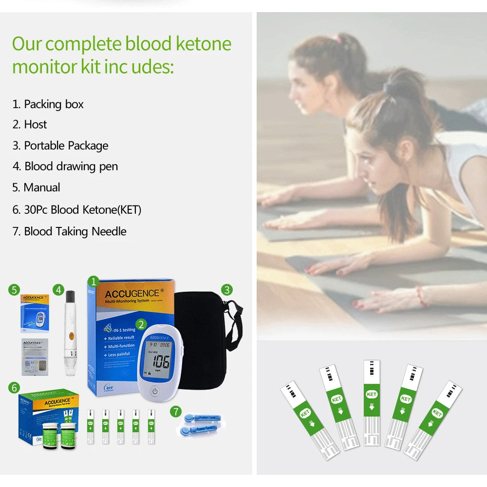 Fast Test Blood Ketone Meter Kit for Keto Diet with Ketone Monitor and Strips 30pc with Lancets Ketosis&Ketogenic Diet