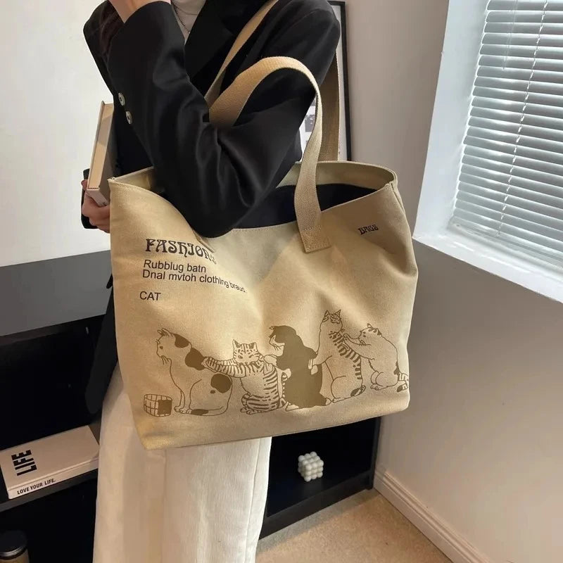 Women's Lady Canvas Tote Bag Fashionable Spacious Durable Shoulder Bag with Zipper Closure and Classic Design Perfect for Work
