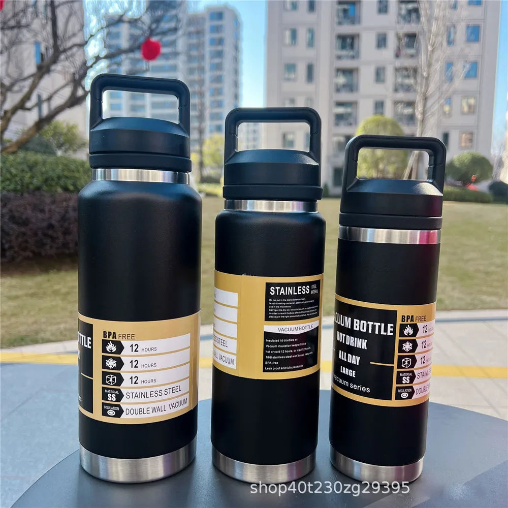 800ml,1100ml Large Capacity Water Bottle Stainless Steel Thermos Vacuum Insulated Flask Bottle Leakproof Sports Portable Tumbler