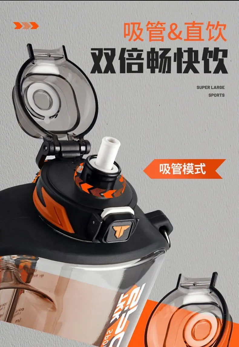 Big Capacity Sports Bottle New Tritan Water Kettle Drink Bottles Outdoor Fitness Space Cup GYM Kettle BPA FREE 1L/1.6L/2L