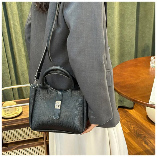 Ladies Tote Bag Crafted From Fine Leather Featuring Trendy Commuter Design And Paris Casual Vintage Look