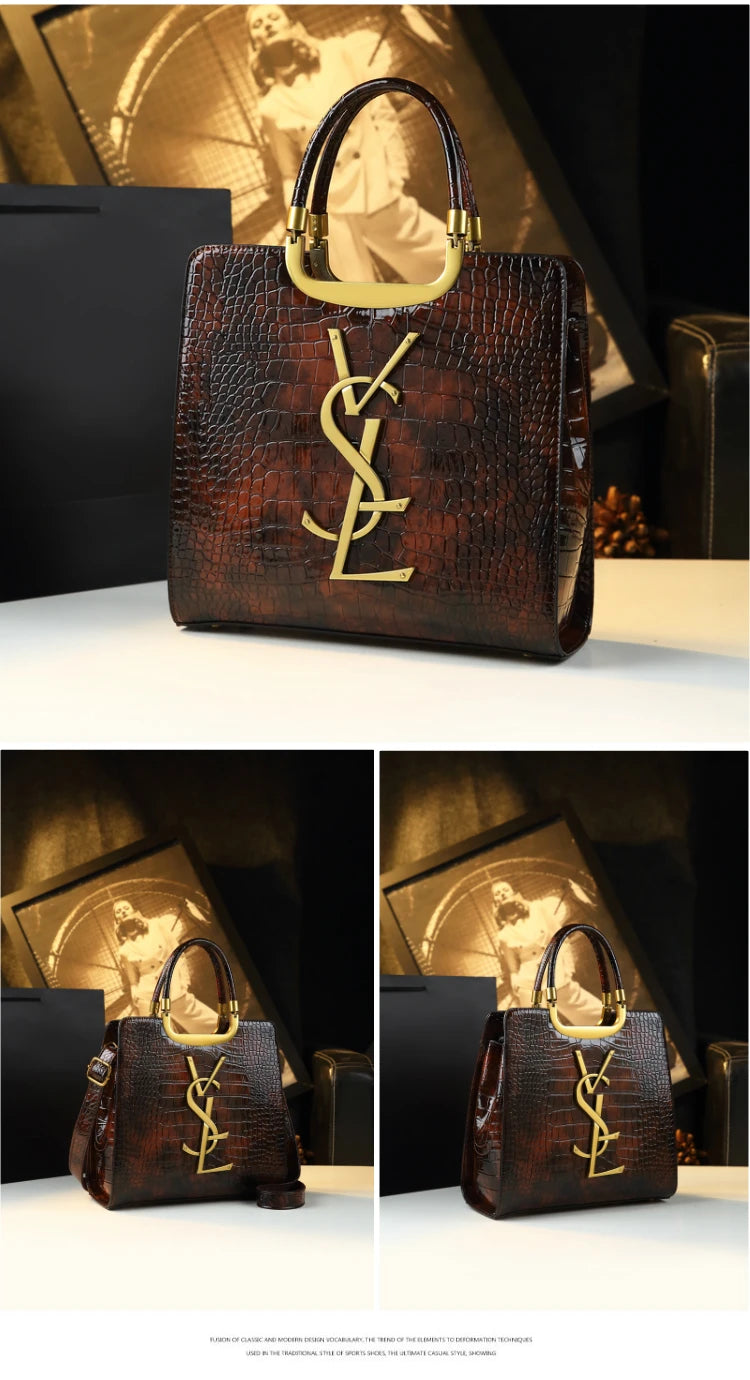 High-grade light luxury handbag New Autumn and Winter fashion Tote bag women's crocodile print single shoulder crossbodybag
