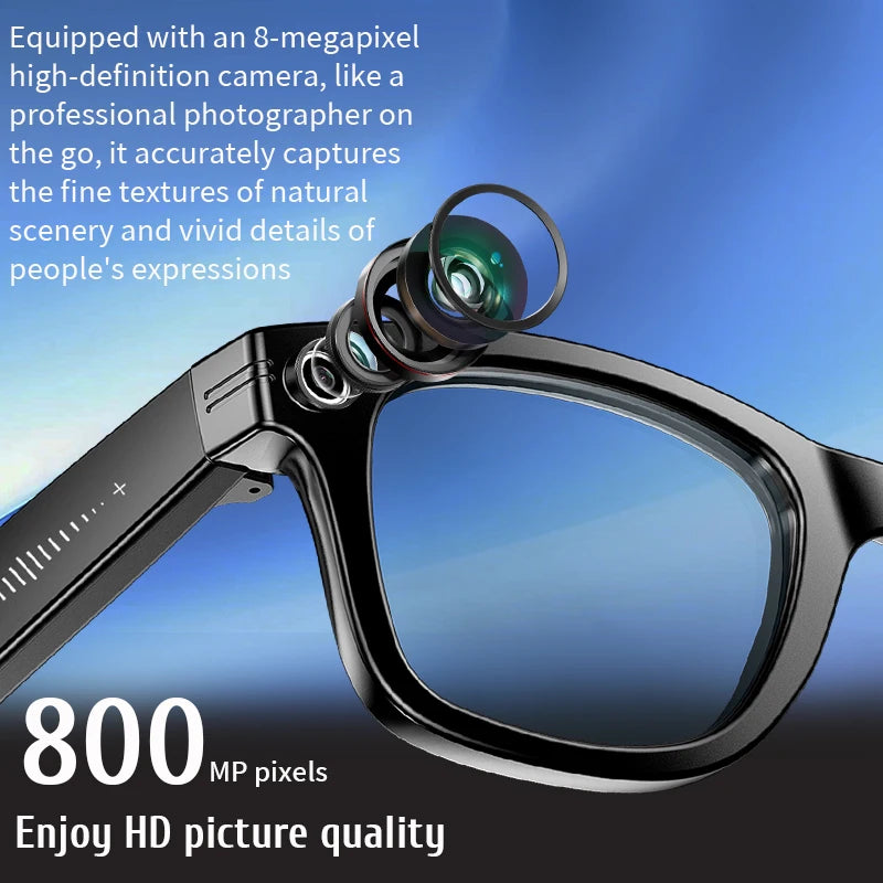 LIGE 800W Pixels Smart Glasses Recording Videos AI Photo Recognition Answer Translation 270mAh IP65 Waterproof Bluetooth Glasses